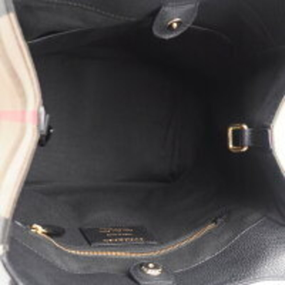 Burberry Canter Tote Bag Leather Canvas Handbag Shoulder Nova Check Tartan - Picture 8 of 8